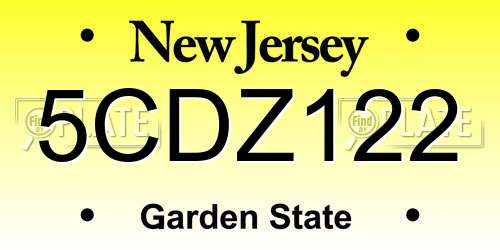 5CDZ122 New Jersey License Plate