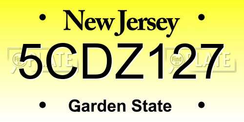 5CDZ127 New Jersey License Plate