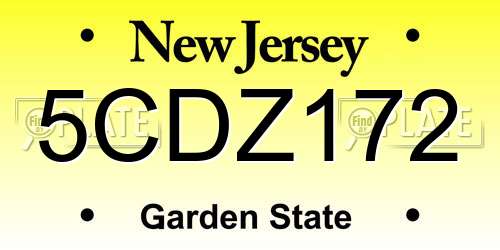5CDZ172 New Jersey License Plate