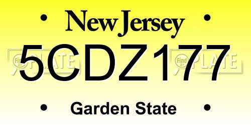 5CDZ177 New Jersey License Plate