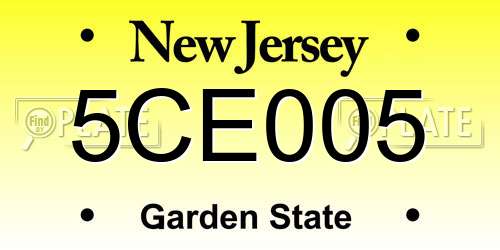 5CE005 New Jersey License Plate