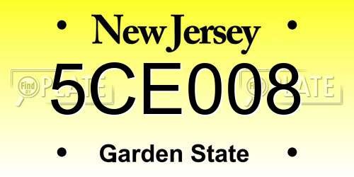 5CE008 New Jersey License Plate