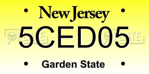 5CED05 New Jersey License Plate