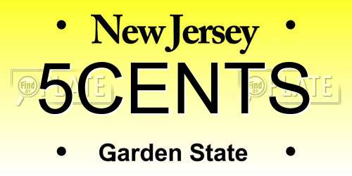 5CENTS New Jersey License Plate
