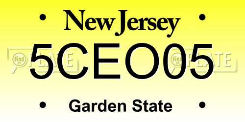 5CEO05 New Jersey License Plate