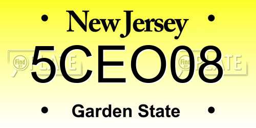 5CEO08 New Jersey License Plate
