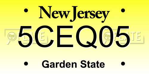 5CEQ05 New Jersey License Plate