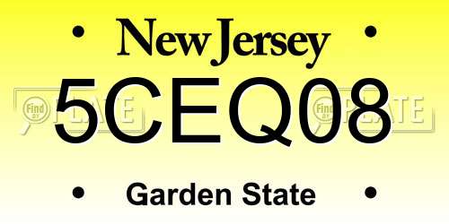 5CEQ08 New Jersey License Plate