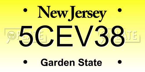 5CEV38 New Jersey License Plate