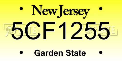 5CF1255 New Jersey License Plate