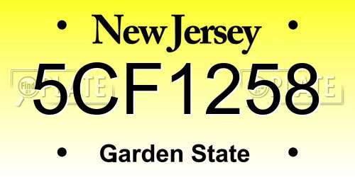 5CF1258 New Jersey License Plate