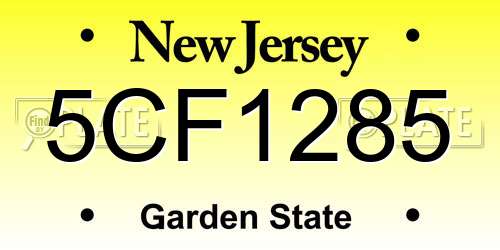 5CF1285 New Jersey License Plate
