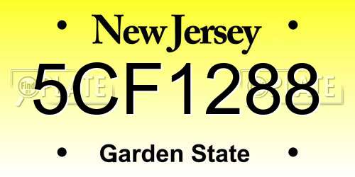 5CF1288 New Jersey License Plate