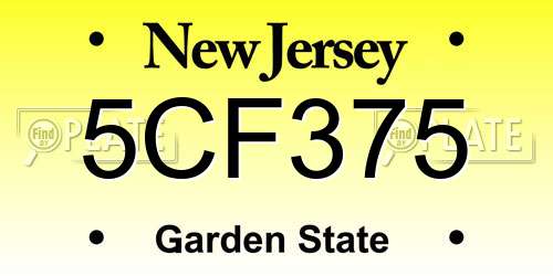 5CF375 New Jersey License Plate