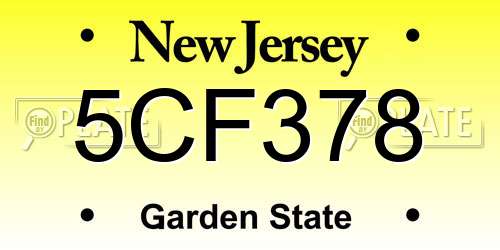 5CF378 New Jersey License Plate
