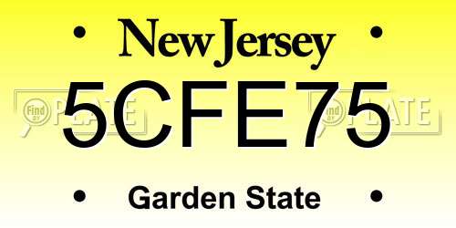 5CFE75 New Jersey License Plate