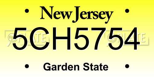 5CH5754 New Jersey License Plate