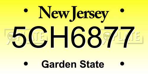 5CH6877 New Jersey License Plate