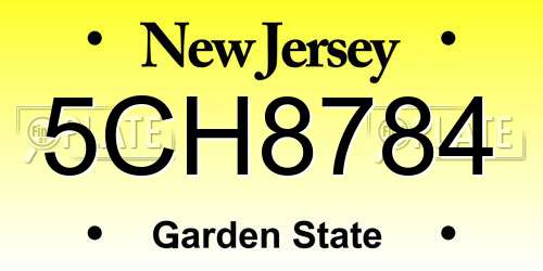 5CH8784 New Jersey License Plate