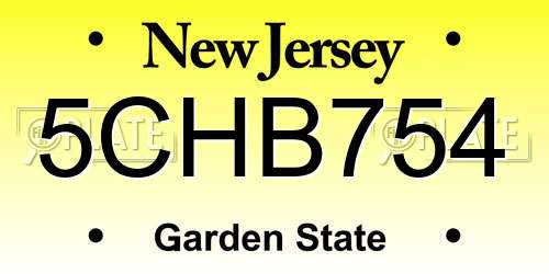 5CHB754 New Jersey License Plate