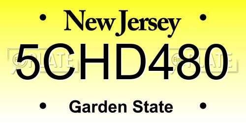 5CHD480 New Jersey License Plate