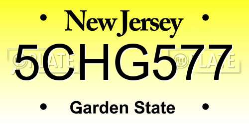 5CHG577 New Jersey License Plate