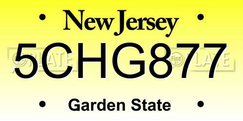 5CHG877 New Jersey License Plate