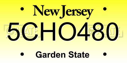 5CHO480 New Jersey License Plate