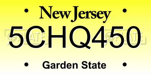 5CHQ450 New Jersey License Plate