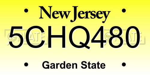 5CHQ480 New Jersey License Plate