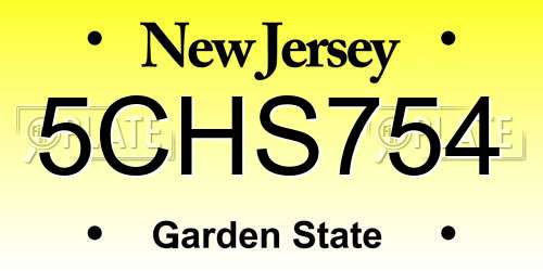 5CHS754 New Jersey License Plate