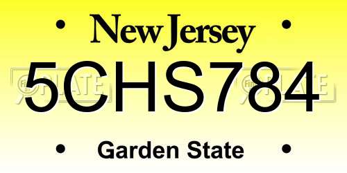 5CHS784 New Jersey License Plate