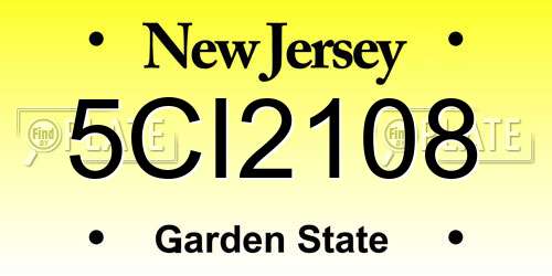 5CI2108 New Jersey License Plate
