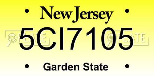 5CI7105 New Jersey License Plate
