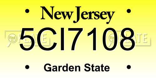 5CI7108 New Jersey License Plate