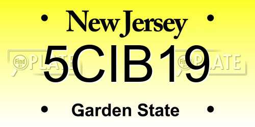 5CIB19 New Jersey License Plate