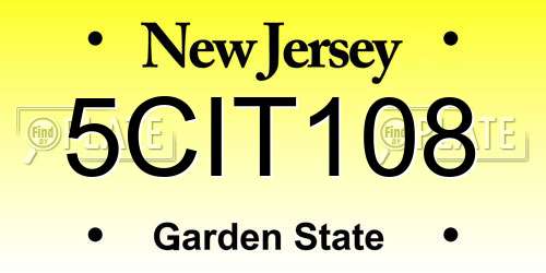 5CIT108 New Jersey License Plate