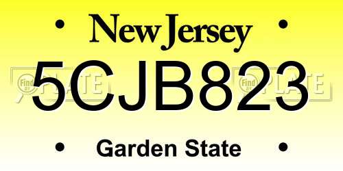 5CJB823 New Jersey License Plate