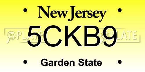 5CKB9 New Jersey License Plate