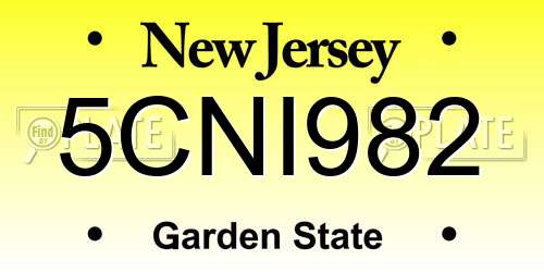 5CNI982 New Jersey License Plate