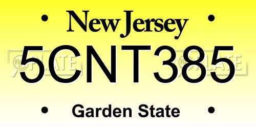 5CNT385 New Jersey License Plate