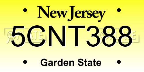 5CNT388 New Jersey License Plate