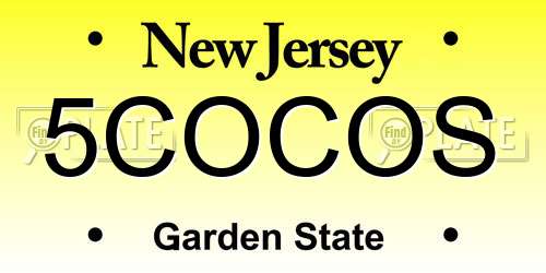 5COCOS New Jersey License Plate