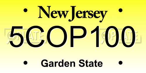 5COP100 New Jersey License Plate
