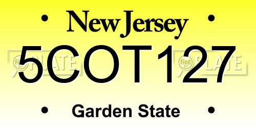 5COT127 New Jersey License Plate