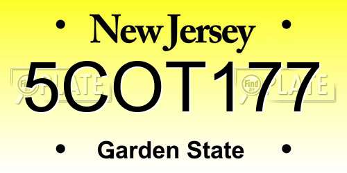 5COT177 New Jersey License Plate