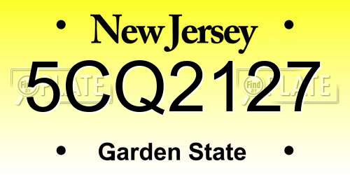 5CQ2127 New Jersey License Plate
