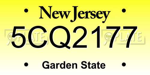 5CQ2177 New Jersey License Plate