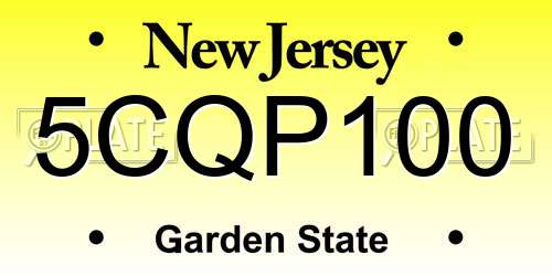 5CQP100 New Jersey License Plate