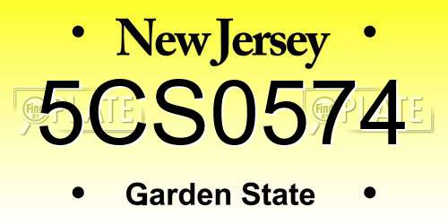 5CS0574 New Jersey License Plate